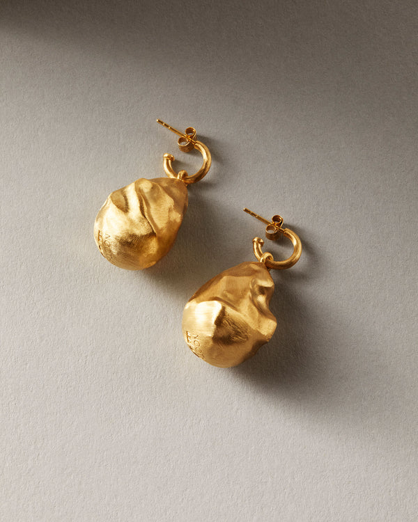 Double Coin Pearl Earrings Gold  AcornNursery